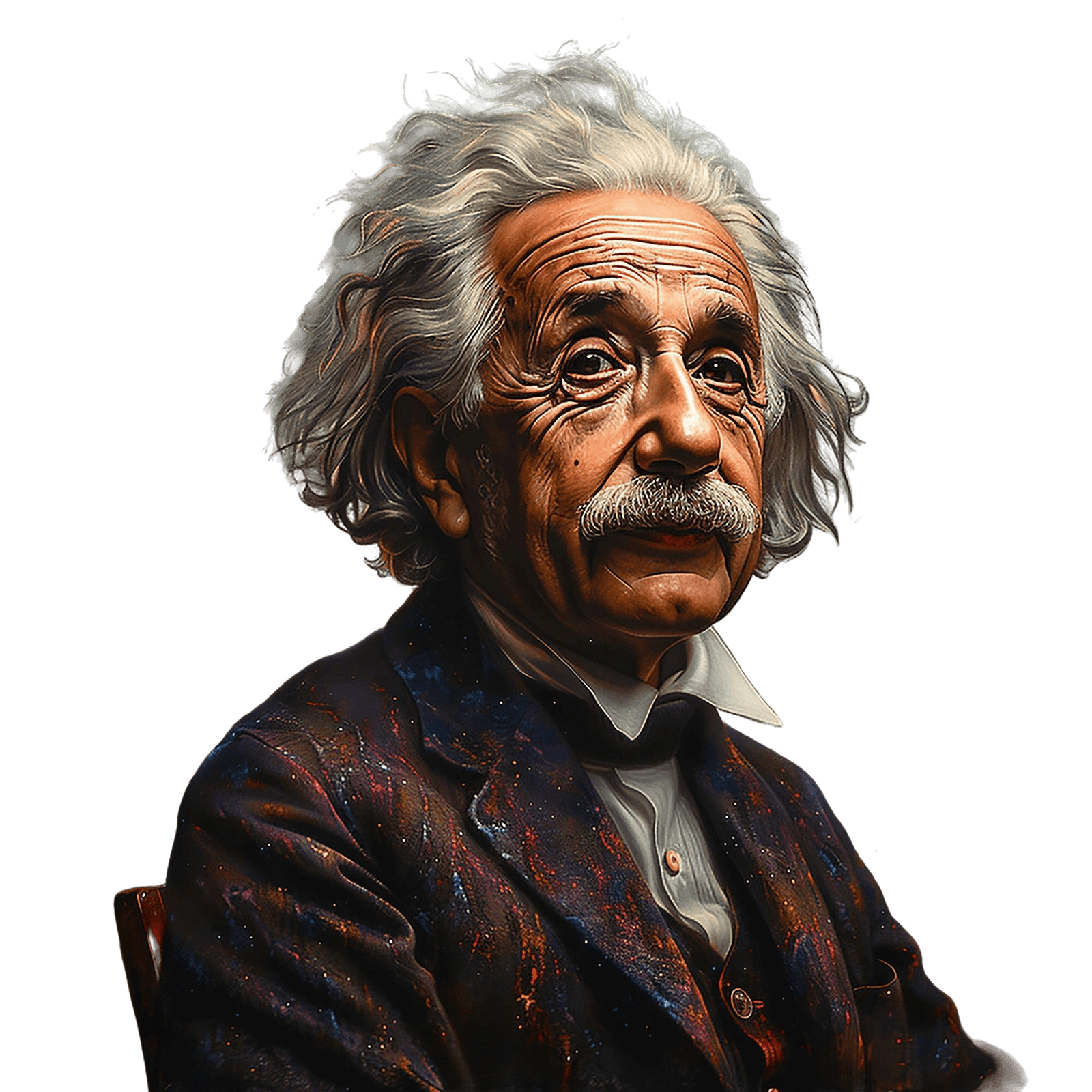 albert einstein with psychedelic swirling galaxy vibrant abstract portrait 1